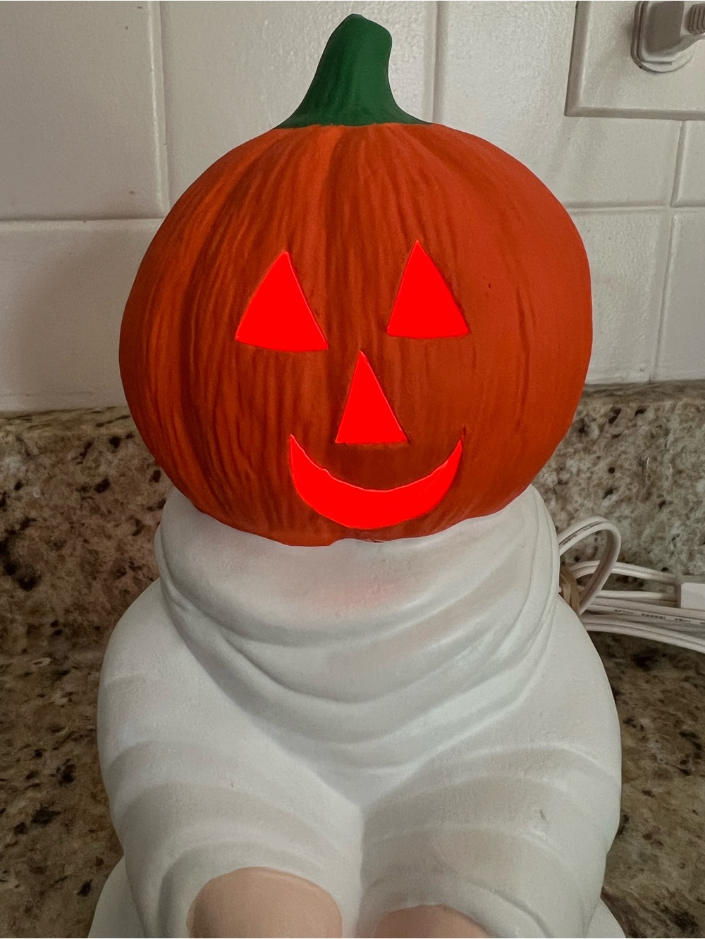 Vintage Halloween Ghost Lamp With Pumpkin Head - Picture 3 of 15